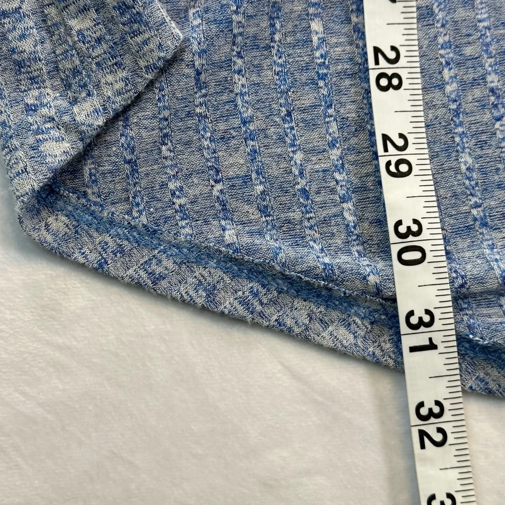 LulaRoe‎ Light Heathered Blue Ribbed Short Sleeve Open Face Cardigan Sweater